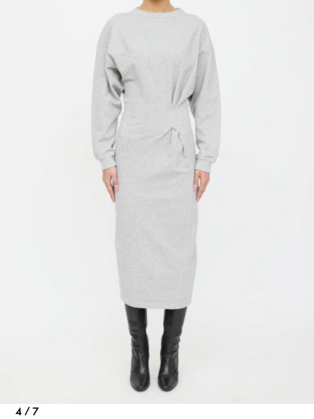 Isabel Marant Grey Midi Dress with Long Sleeves size 4